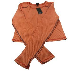 Wild Fable Women's Size Large Long Sleeve Slim Fit Baby Ribbed Tee Shirt Peach